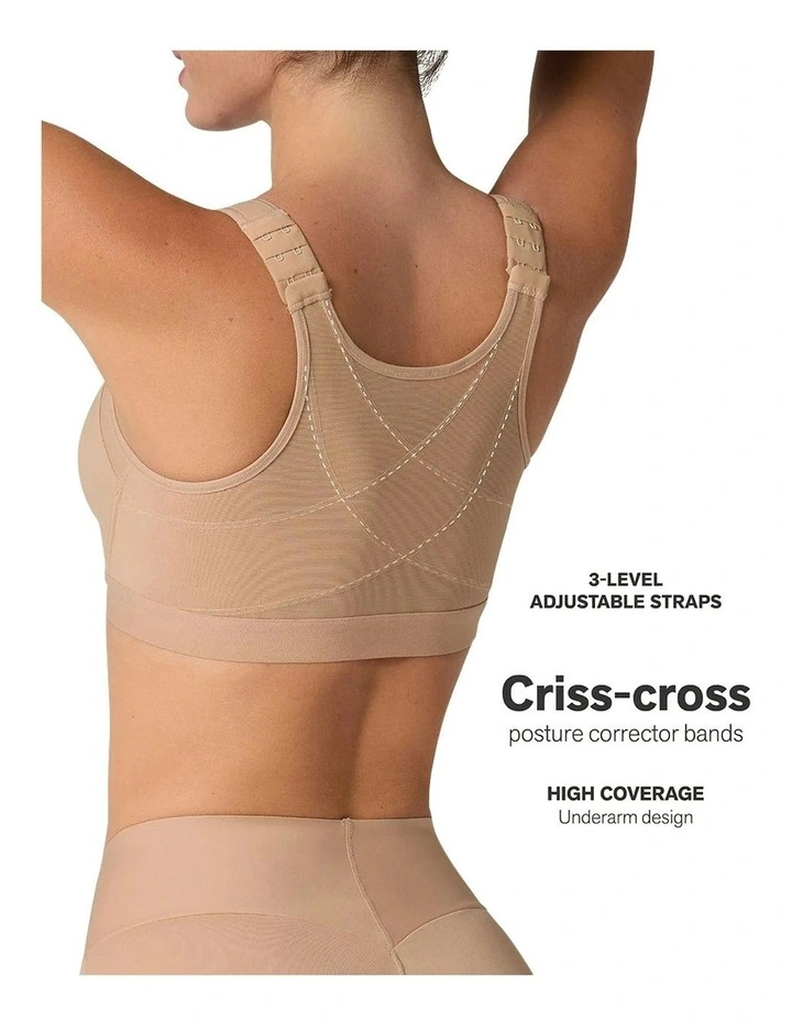 Multi Functional Posture Corrector Wireless Front Open Bra in Beige image 5