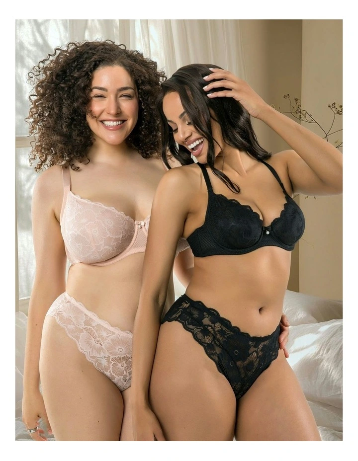 Luxlacy High Cut Lace Brief in Dessert Flower image 3