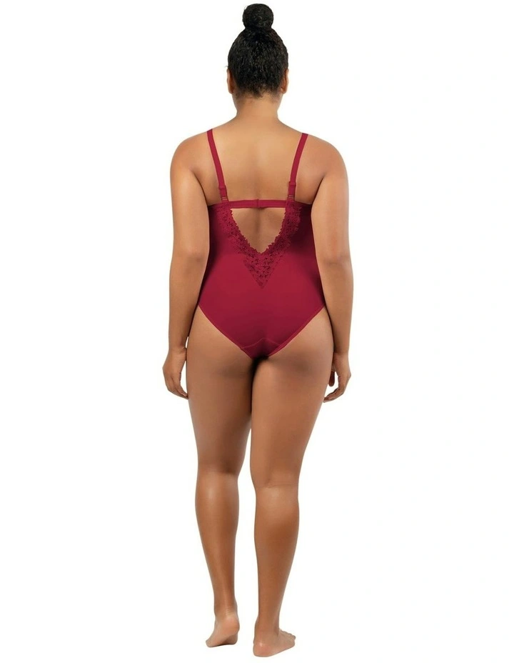 Brigitte Low Back One Piece Swimsuit with Lace in Rumba Red image 2