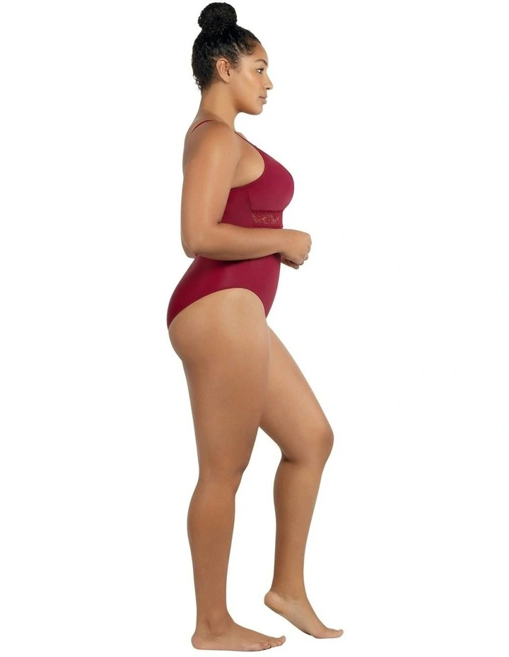 Brigitte Low Back One Piece Swimsuit with Lace in Rumba Red image 3