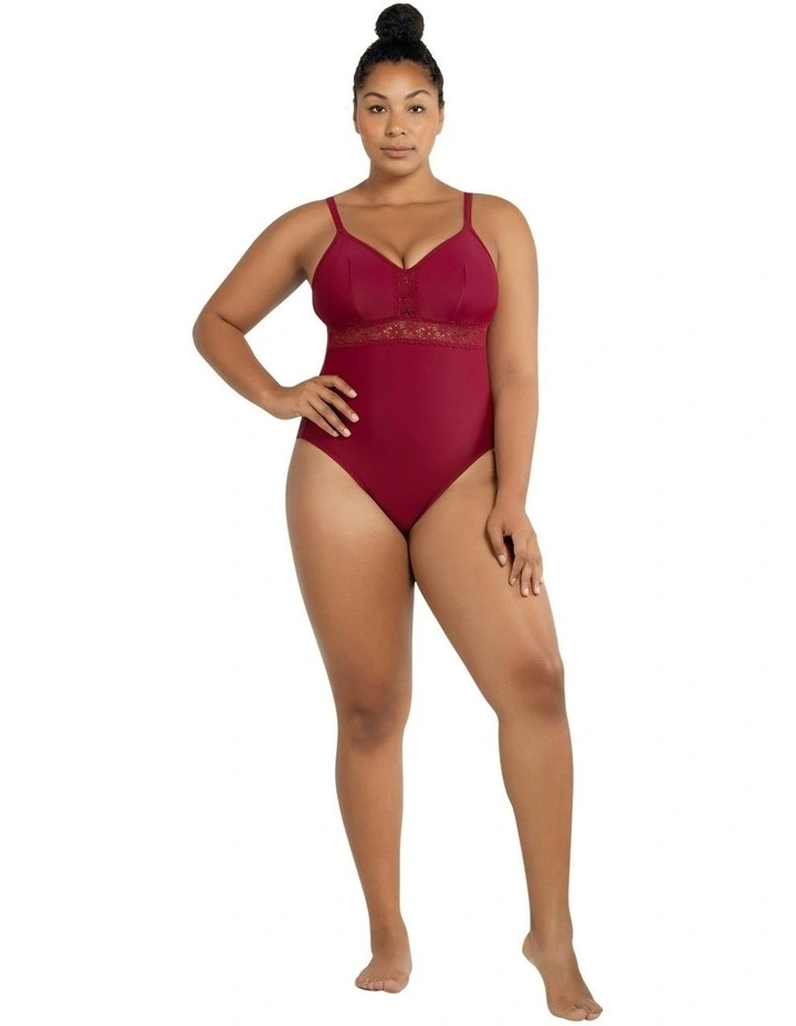 Brigitte Low Back One Piece Swimsuit with Lace in Rumba Red image 4