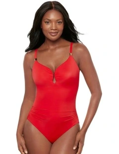 Razzle Dazzle Antheia Plunge Underwired Shaping Swimsuit in Poppy