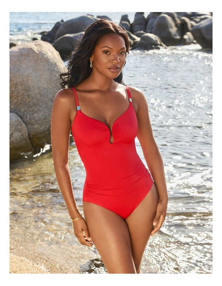 Razzle Dazzle Antheia Plunge Underwired Shaping Swimsuit in Poppy image 3