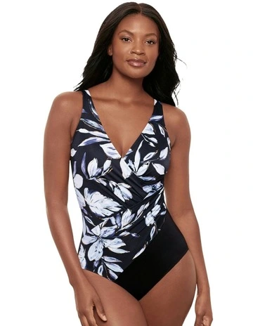 Oceanus Soft Cup Shaping Swimsuit in Black and White