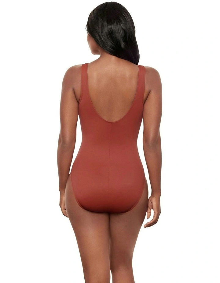 High Neck One Piece Shaping Swimsuit in Brown image 2