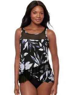 Fiore di Luna Mirage Loose Fit Slimming Underwired Tankini Top in Black/White
