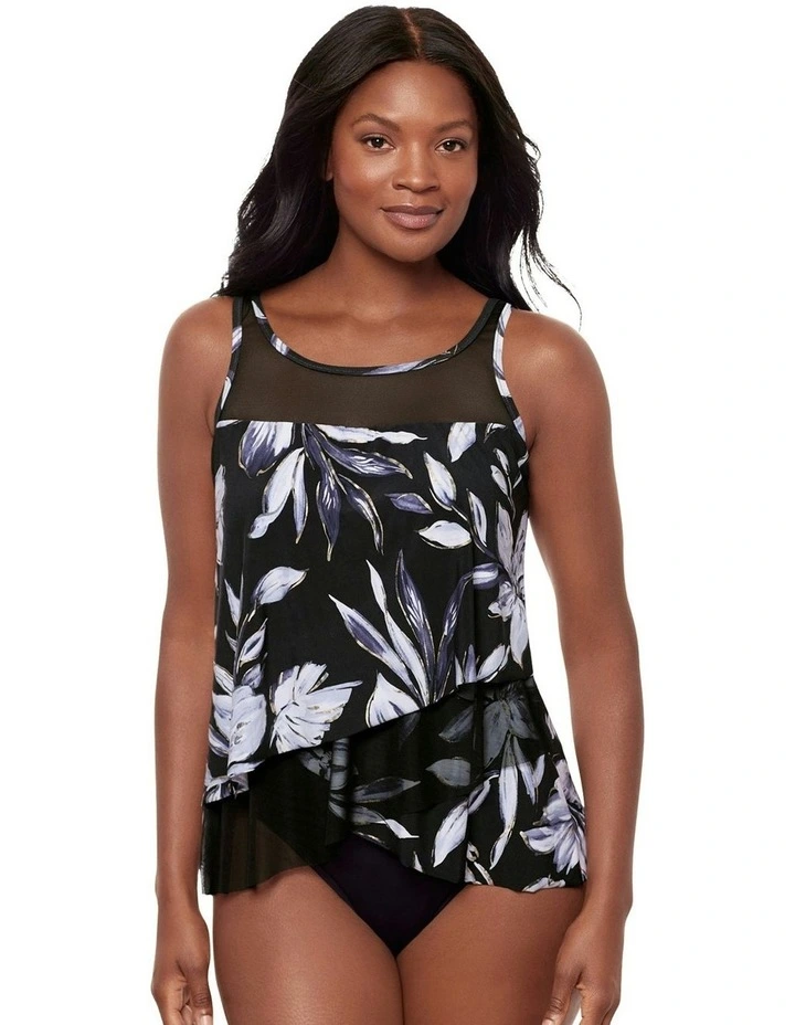 Fiore di Luna Mirage Loose Fit Slimming Underwired Tankini Top in Black/White image 1