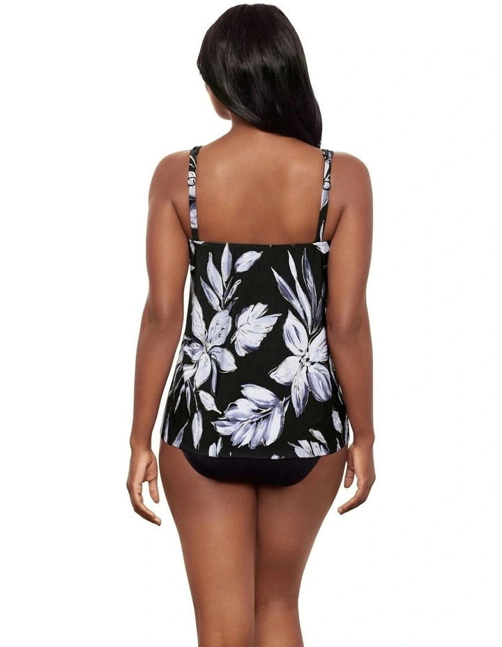 Fiore di Luna Mirage Loose Fit Slimming Underwired Tankini Top in Black/White image 2