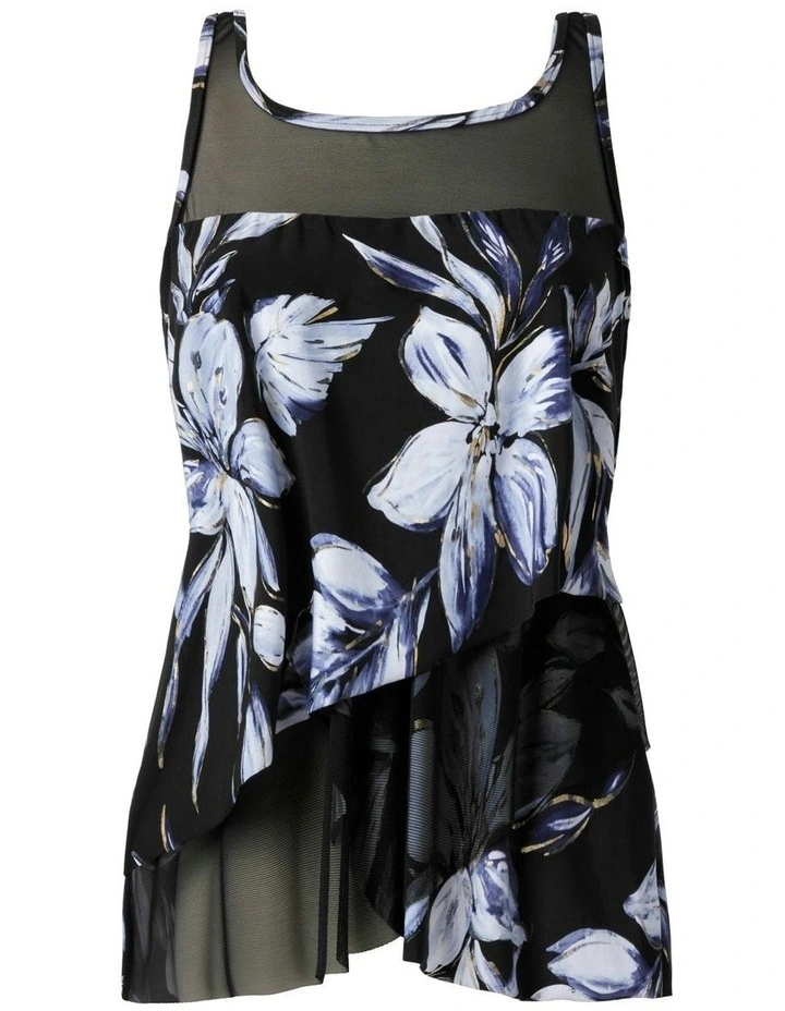 Fiore di Luna Mirage Loose Fit Slimming Underwired Tankini Top in Black/White image 6