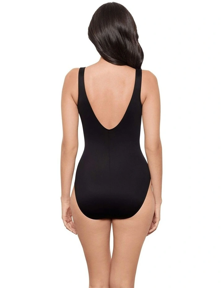 Raya de Safari Charmer V Neck Tummy Control Swimsuit in Black/Brown image 2