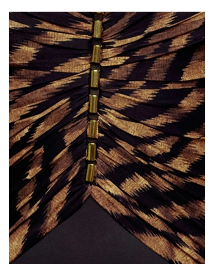 Raya de Safari Charmer V Neck Tummy Control Swimsuit in Black/Brown image 7