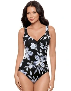 Fiore di Luna It's a Wrap Underwired Tummy Control Swimsuit in Black