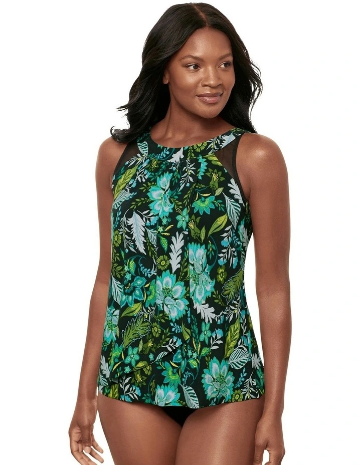Florica Ursula Underwired High Neck Tankini Top in Black image 1