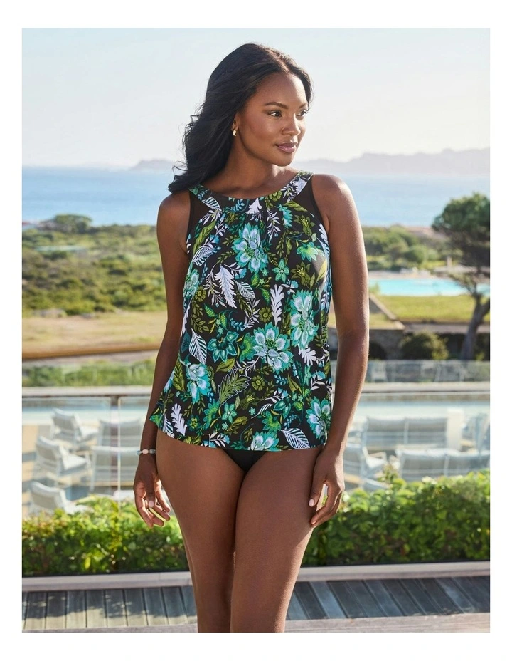 Florica Ursula Underwired High Neck Tankini Top in Black image 3