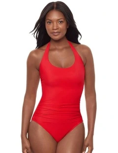 Rock Solid Utopia Wired Halter One-Piece Shaping Swimsuit in Orange