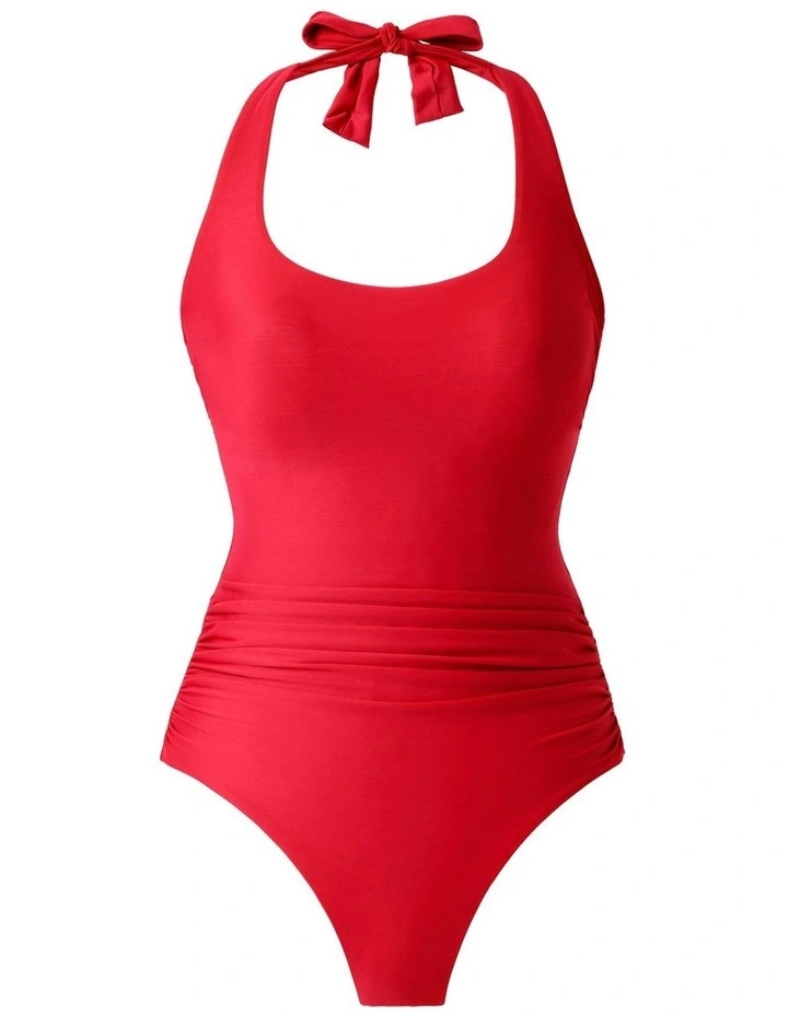 Rock Solid Utopia Wired Halter One-Piece Shaping Swimsuit in Orange image 6