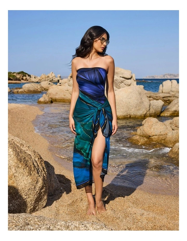 Maldiva Sarong Beach Coverup in Blue image 3