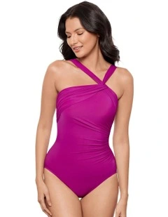 Rock Solid Europa Asymmetric Underwire Shaping Swimsuit in Pink