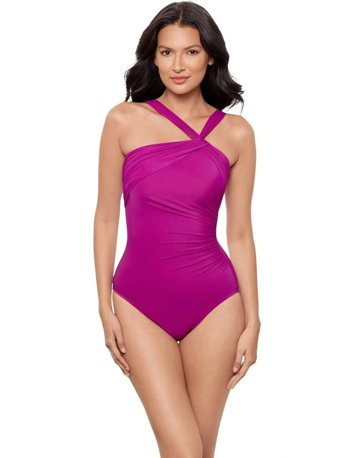 Rock Solid Europa Asymmetric Underwire Shaping Swimsuit in Pink image 5