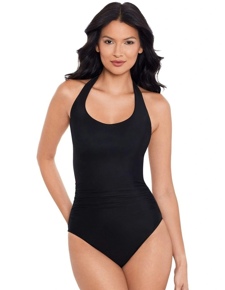 Rock Solid Utopia Wired Halter One-Piece in Black image 1