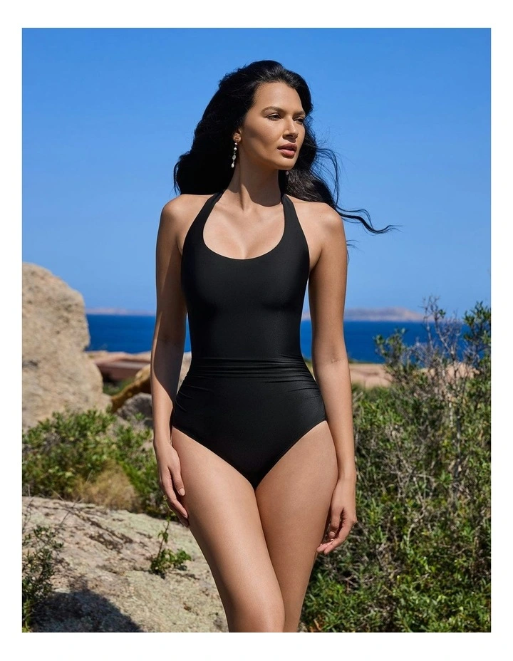 Rock Solid Utopia Wired Halter One-Piece in Black image 3
