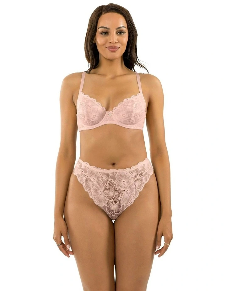 Luxlacy Unlined Wired Lace Bra with Side Support in Dessert Flower image 6