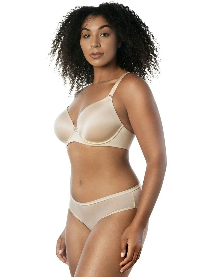 Elise Convertible Wired Seamless Moulded T-shirt Bra in Beige image 5