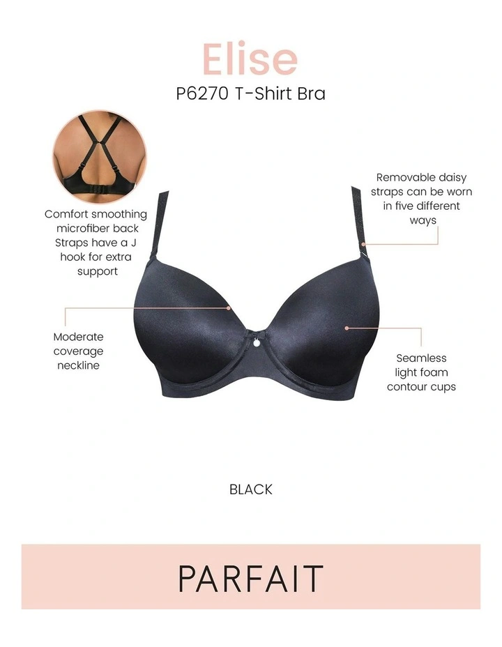 Elise Convertible Wired Seamless Moulded T-shirt Bra in Black image 7