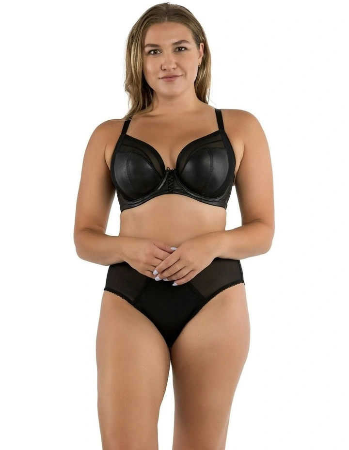 Stevie Faux Leather Unlined Wired Full Bust Bra in Black image 4