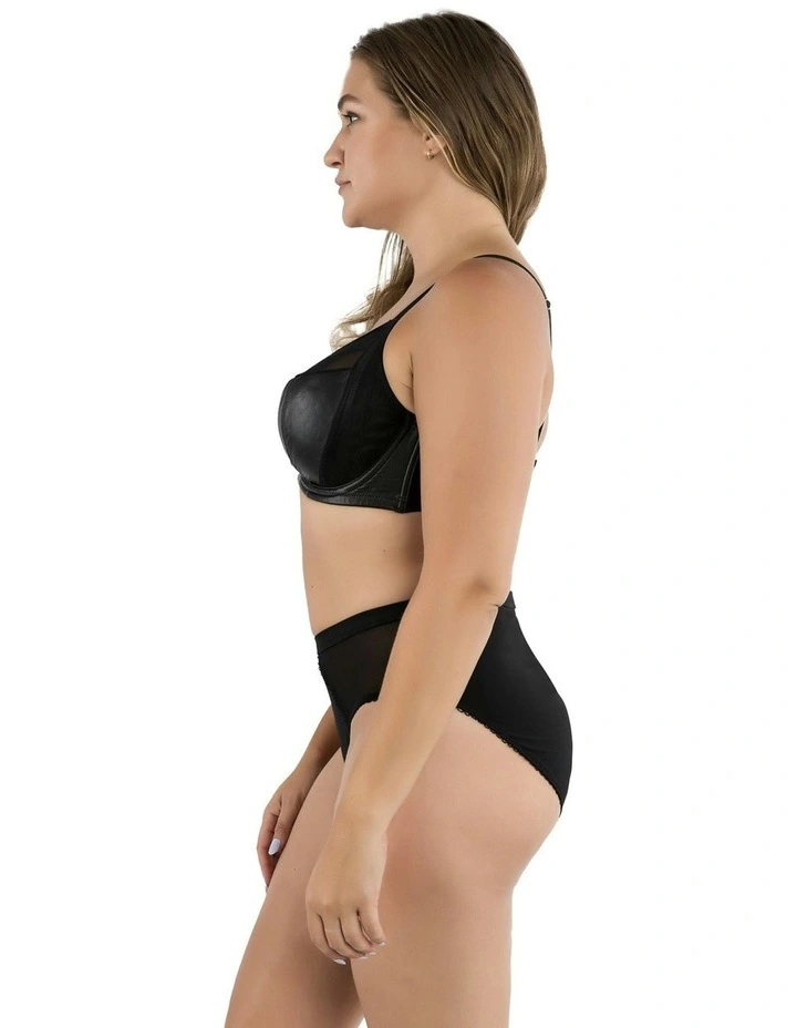 Stevie Faux Leather Unlined Wired Full Bust Bra in Black image 6