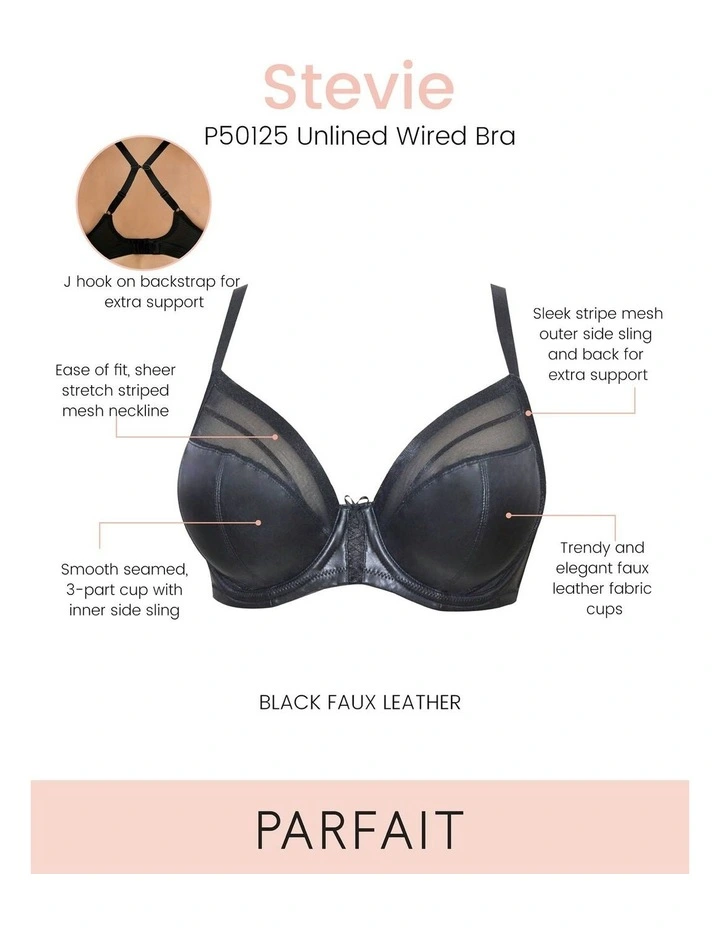 Stevie Faux Leather Unlined Wired Full Bust Bra in Black image 7