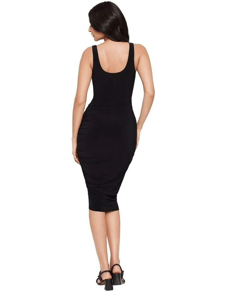 Suki Bodycon Sleeveless Midi Shaping Dress in Black image 2
