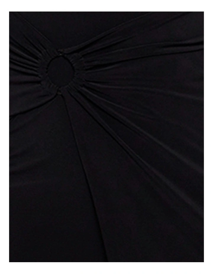 Loki Cinched Wrap Waist Midi Shaping Dress in Black image 6