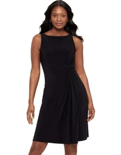Remi Fit and Flair Gathered Waist Shaping Dress in Black
