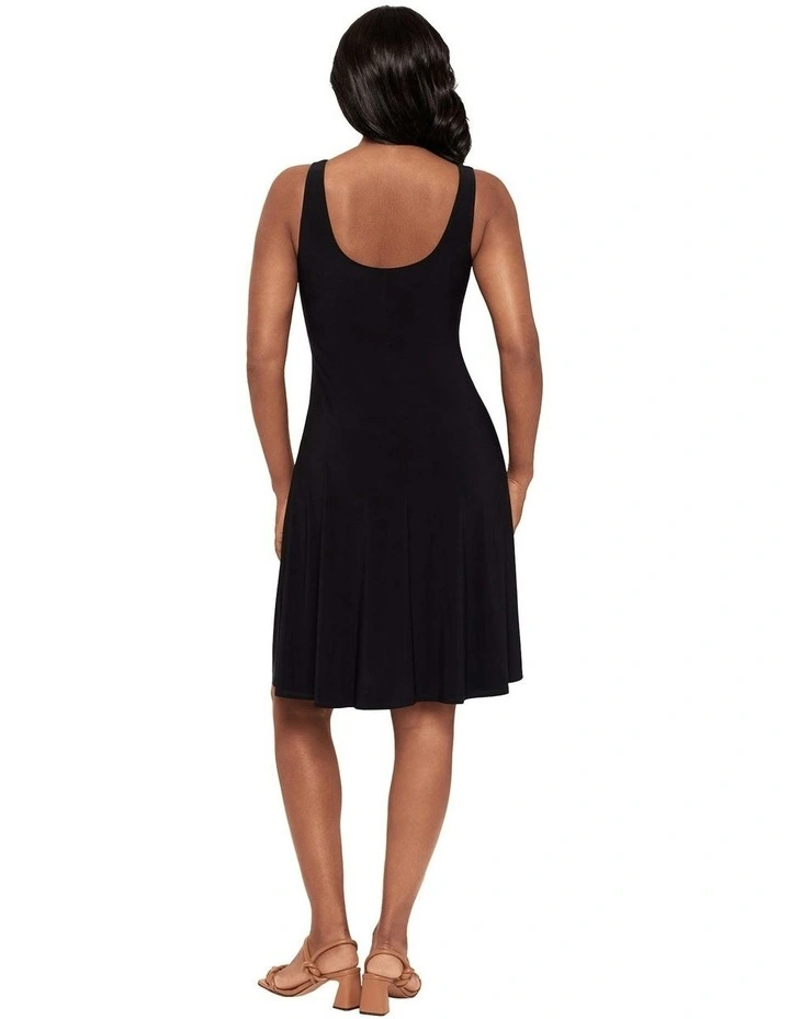Remi Fit and Flair Gathered Waist Shaping Dress in Black image 4