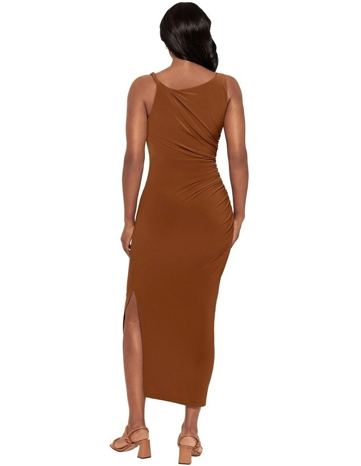 Maxi Bodycon Shaping Dress With Side Slit in Bronze image 2