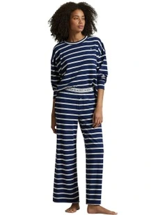 Club Terry Long Sleeve Cotton Jersey Pyjama Set in Sailing Stripe