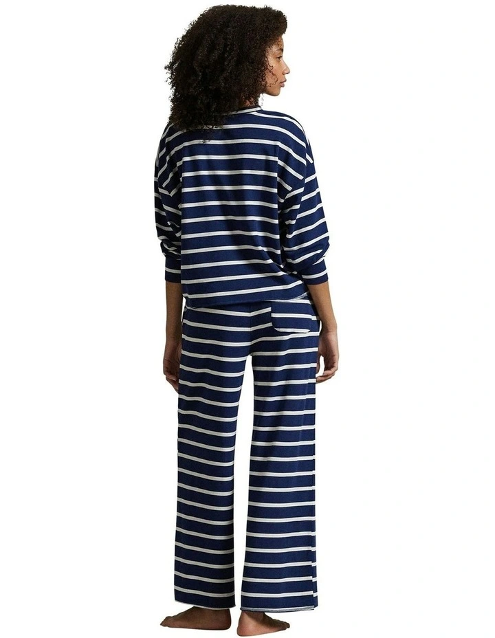 Club Terry Long Sleeve Cotton Jersey Pyjama Set in Sailing Stripe image 2