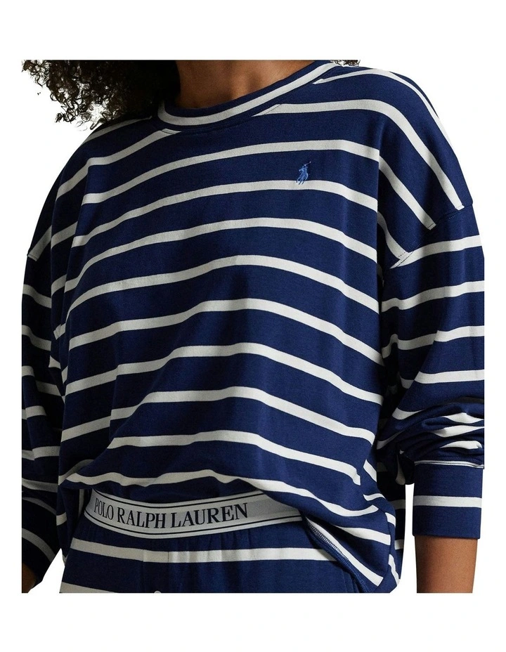 Club Terry Long Sleeve Cotton Jersey Pyjama Set in Sailing Stripe image 5