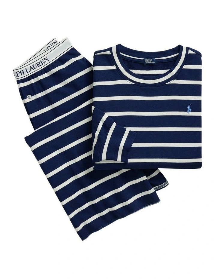 Club Terry Long Sleeve Cotton Jersey Pyjama Set in Sailing Stripe image 6