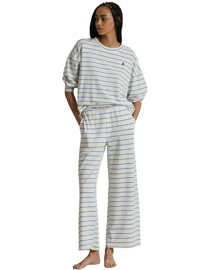 Club Terry Long Sleeve Cotton Jersey Pyjama Set in Stripe image 1