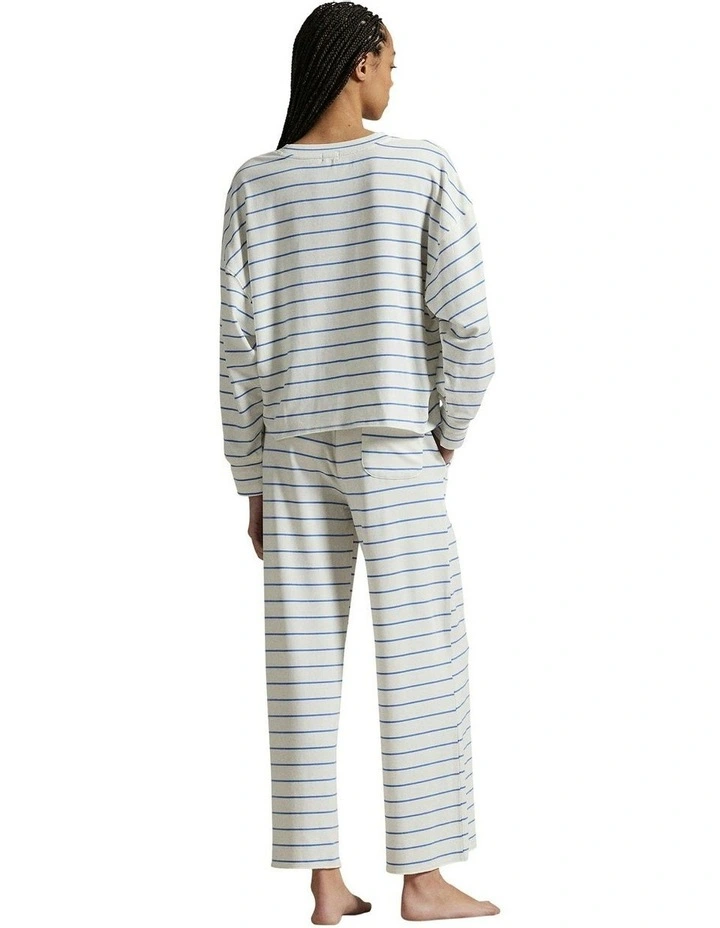 Club Terry Long Sleeve Cotton Jersey Pyjama Set in Stripe image 2