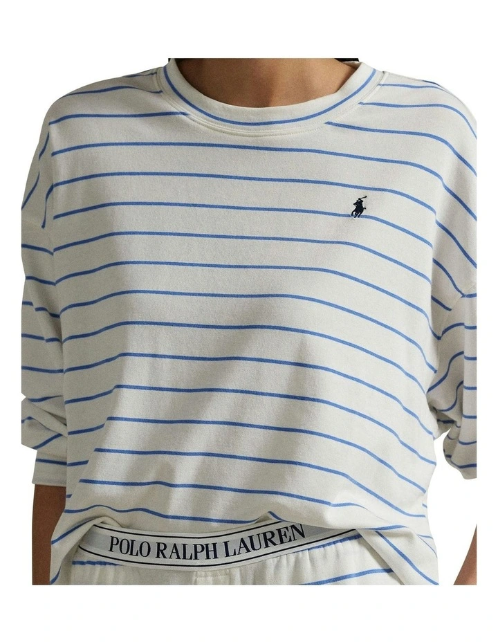 Club Terry Long Sleeve Cotton Jersey Pyjama Set in Stripe image 4