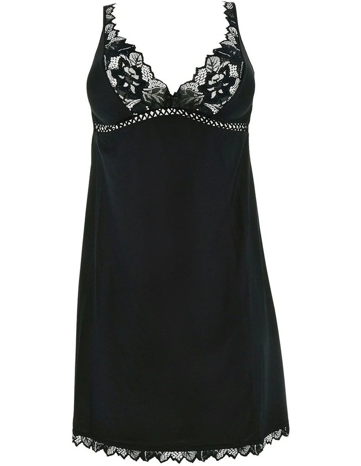 Arum Lace Trim Chemise Nightdress in Black image 5