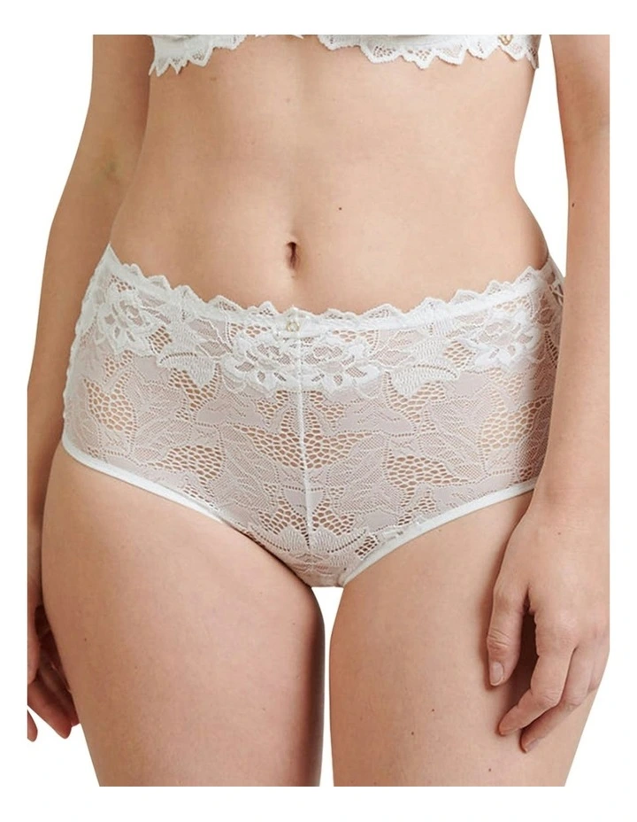 Arum Prima Mid Rise Sheer Stretch Lace Brief in White image 1