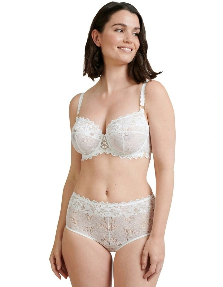 Arum Prima Mid Rise Sheer Stretch Lace Brief in White image 4