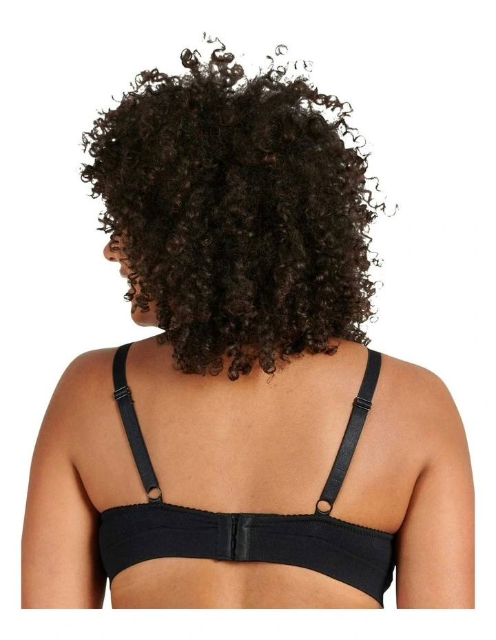 Agathe Comfortable Padded Wirefree Bra With Lace in Black image 2