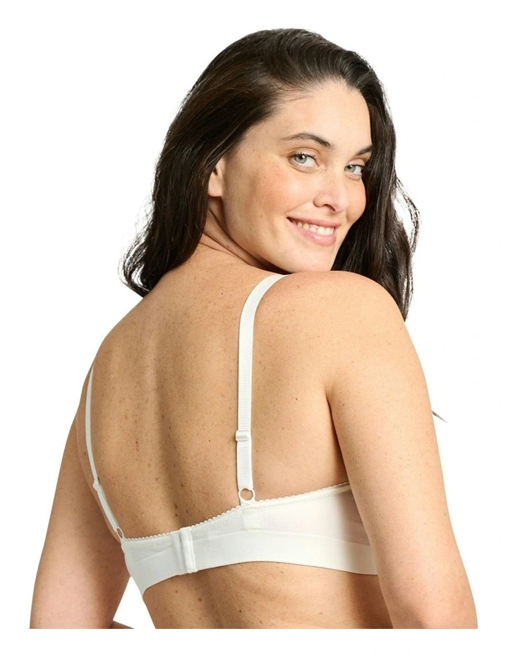 Agathe Comfortable Padded Wirefree Bra With Lace in White image 2