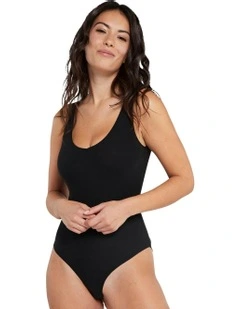 Tamara Embroidered Back Sleeveless Lingerie Bodysuit in Black
