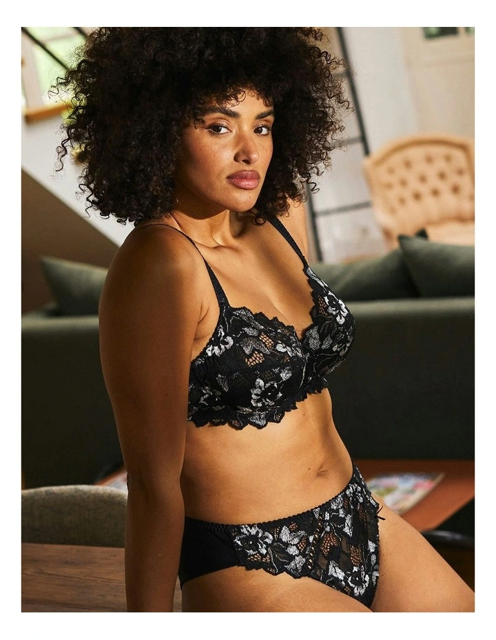 Arum Gala High Cut Lace Tanga Brief in Black image 3